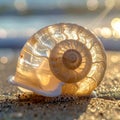 Delicate Snail Shell in Golden Hour Sunlight Royalty Free Stock Photo