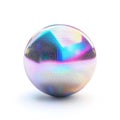 A delicate, translucent sphere with a holographic finish captures and refracts light