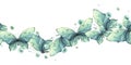 Delicate turquoise and blue butterflies with bubbles are airy, light, beautiful. Hand drawn watercolor illustration Royalty Free Stock Photo