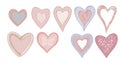 ILLUSTRATION OF HAND-DRAWN, A SET OF GENTLE VALENTINES .ROSE HEARTS.