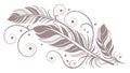 Feather with Delicate Swirls, Abstract Decorative Element, vector design Generative AI Royalty Free Stock Photo