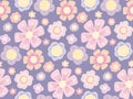 Delicate vector pattern with flat hand drawn flowers on lavender background. Tender cartoon ditsy background. Simple pastel floral Royalty Free Stock Photo