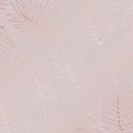 Delicate vector pattern with tropical branches with imitation of rose gold