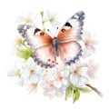 Delicate Watercolor Baby Butterfly Amidst Fresh Spring Blooms AI Generated Royalty Free Stock Photo