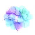 Delicate watercolor background in blue, purple and green tones. Raster illustration. Alcohol ink art. Royalty Free Stock Photo