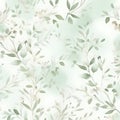 Delicate watercolor botanical digital paper floral background in soft basic pastel green tones Royalty Free Stock Photo