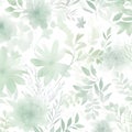 Delicate watercolor botanical digital paper floral background in soft basic pastel green tones Royalty Free Stock Photo