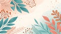 Delicate Watercolor Branches With Teal Green Red Leaves And Tiny Berries On Soft Gradient Background Royalty Free Stock Photo