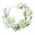 Delicate Watercolor Carnations Wreath With Organic Realism