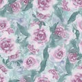 Delicate watercolor claret color roses pattern