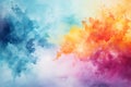 Delicate watercolor painted background in multi-colors, rainbow smoke-like design Royalty Free Stock Photo