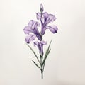 Purple Flower Drawing On White Background: Lifelike Renderings And Delicate Paper Cutouts