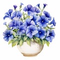 Delicate Watercolor Petunia Arrangement In Blue Hues Royalty Free Stock Photo