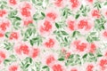Delicate watercolor pink roses with leaves pattern