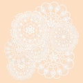 Delicate white knitted lace of round doilies