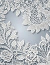 Delicate White Lace Floral Pattern on Light Blue Background, Generative AI Royalty Free Stock Photo