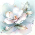 Gilded White Magnolia Flower Abstract