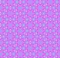 Cute kids geometric pattern of delicate white and pastel green polka dots and flowers isolated on a pink lilac background Royalty Free Stock Photo