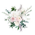 Delicate white peony, cream white magnolia, pink rose and ranunculus, peony flowers