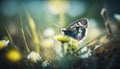 Summer Symphony, A Graceful Butterfly Dancing on a Flower Petal. Generative AI