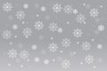 Delicate winter background in silver color with snowflakes Royalty Free Stock Photo