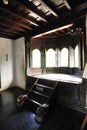 Delicate woodan balconi and wooden staircase of Padmanabhapuram Palace