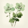 Delicately Detailed Geranium Illustration On Beige Background