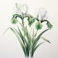 Delicately Detailed Watercolor Botanical Studies Of Irises And Green Buds