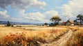 Delicately Rendered Country Landscape Painting In 8k Resolution