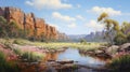 Delicately Rendered Landscapes: Captivating Creek In The Heart Of Mountains