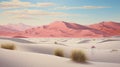 Delicately Rendered Pink Flamingo Walking On Desert Landscape