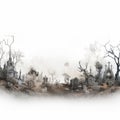 Delicately Rendered Southern Gothic-inspired Gravestone Landscape