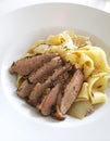 Delicately roasted duck breast fillet with tagliatelle