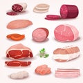 Delicatessen And Butchery Meat Set Royalty Free Stock Photo