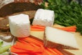 Delicatessen cheese on cut board Royalty Free Stock Photo
