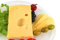 Delicatessen cheese served on dish Royalty Free Stock Photo