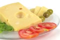 Delicatessen cheese served on dish Royalty Free Stock Photo