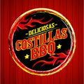 Deliciosas Costillas BBQ - Delicious BBQ Ribs spanish text