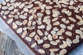 Delicious almond brownie cake for background , homemade