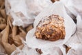 Delicious almond chocolate croissant