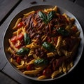 colorful chees pasta plate ai generated