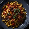 colorful chees pasta plate ai generated