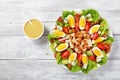 Delicious american cobb salad with dressing Royalty Free Stock Photo