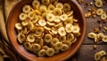 Delicious appetizing banana chips crunchy