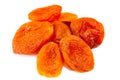 Delicious appetizing dried apricots on white background