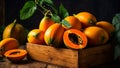 Delicious appetizing fresh cut papaya orange