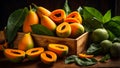 Delicious appetizing fresh cut papaya orange healthy