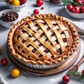 Delicious appetizing handmade pie for the holiday, isolated on a white background,