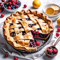 Delicious appetizing handmade pie for the holiday, isolated on a white background, Royalty Free Stock Photo