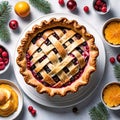 Delicious appetizing handmade pie for the holiday, isolated on a white background, Royalty Free Stock Photo